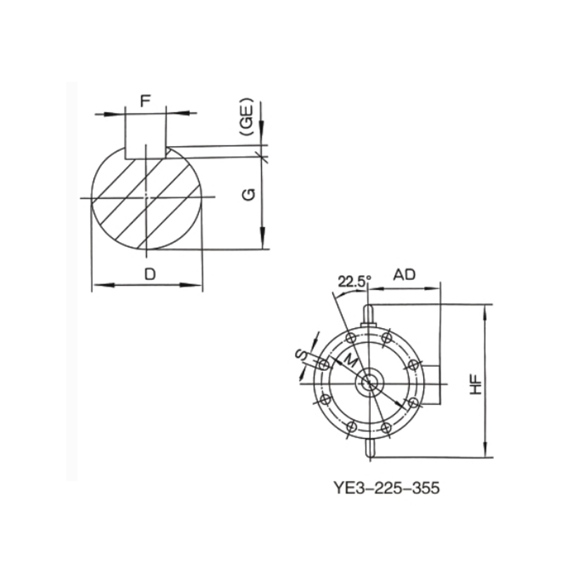 立式安裝、機(jī)座不帶底腳、端蓋上有凸緣的電動(dòng)機(jī)